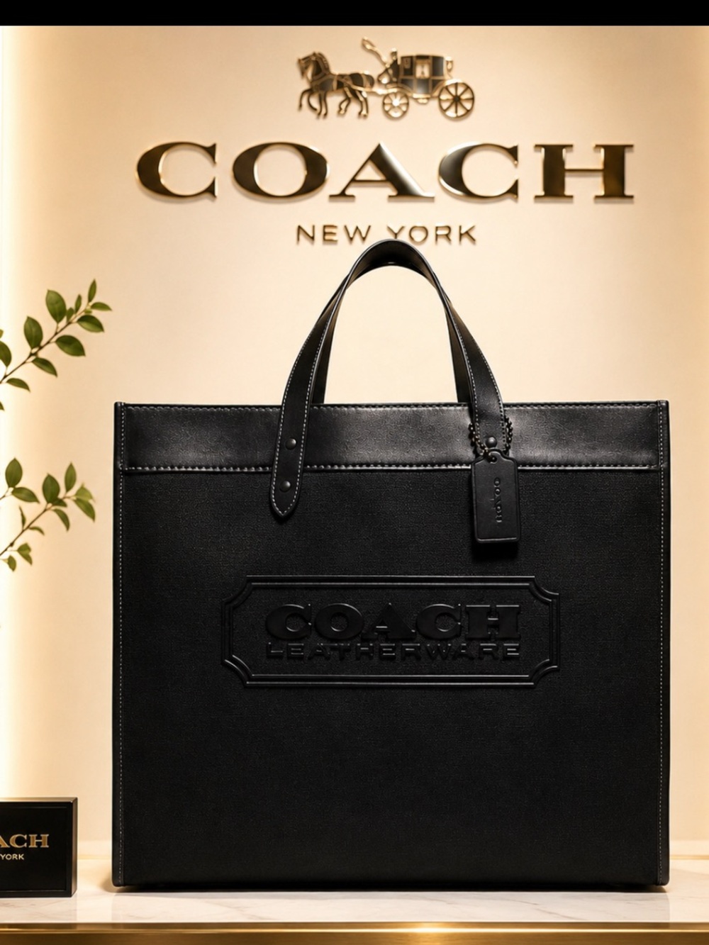Coach Field 4884  Tote 40 JT/Black with coach badge NWT